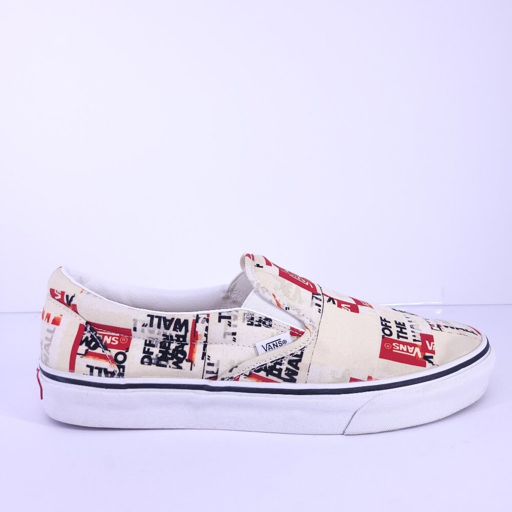 Vans Classic Slip-On Off The Wall Logo Print Shoes Mens 10.5 / Womens 12